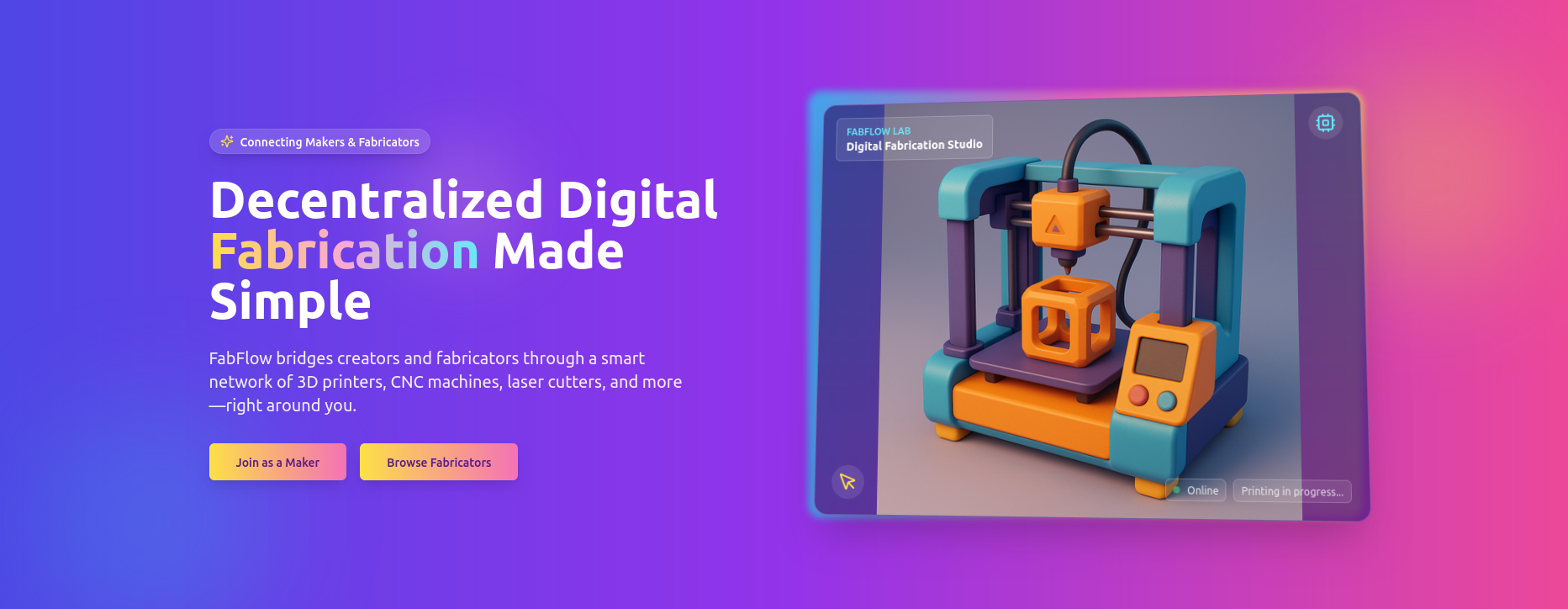 FabFlow - Main product screenshot demonstrating key features and user interface