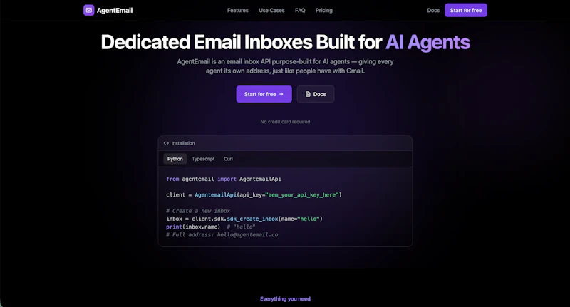 AgentEmail screenshot 2