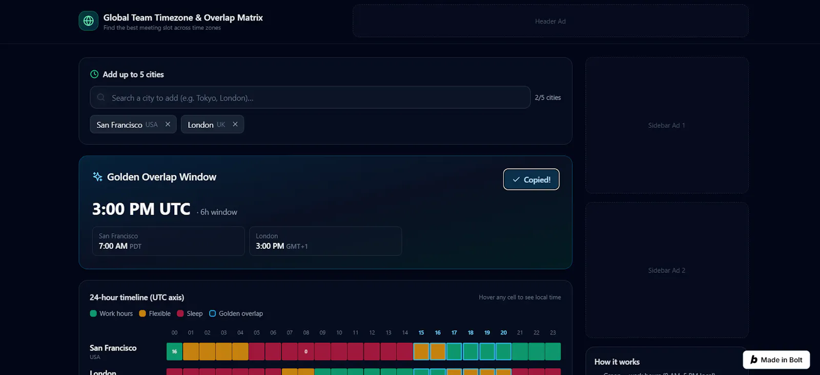 Global Timezone Matrix screenshot 2