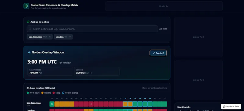Global Timezone Matrix screenshot 2