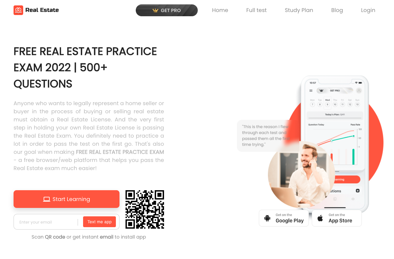 Média Site Web de test de pratique immobilière - Nous avons construit ce site Web pour aider les utilisateurs à réussir le test immobilier 1