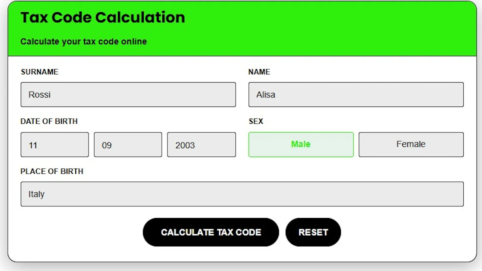 Calcolo Codice Fiscale screenshot 3