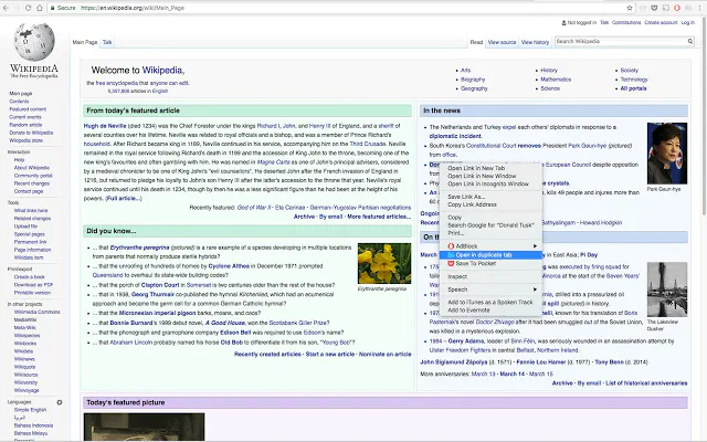 Open link in duplicate tab
