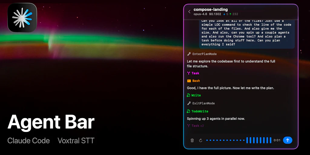 Agent Bar:從選單列執行 Claude 程式碼
