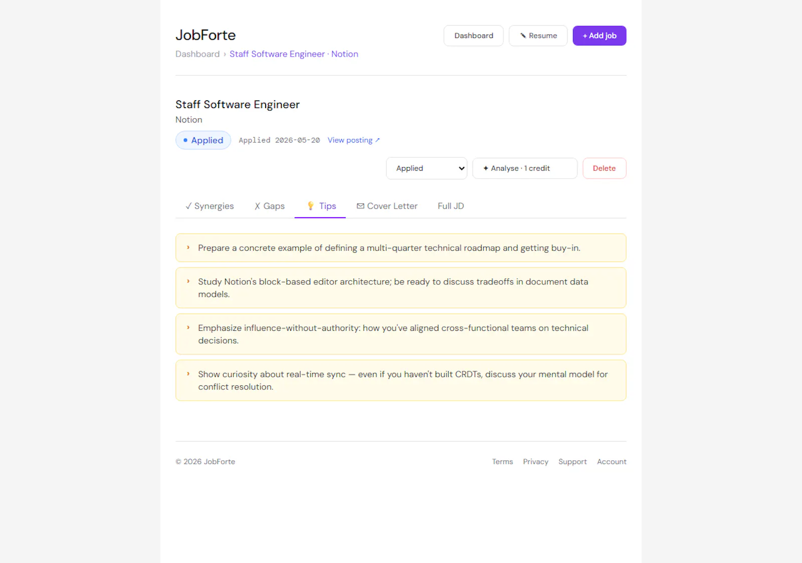 AI resume fit + tracking, free to start screenshot 4