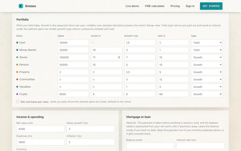 Krosos FIRE Calculator screenshot 3