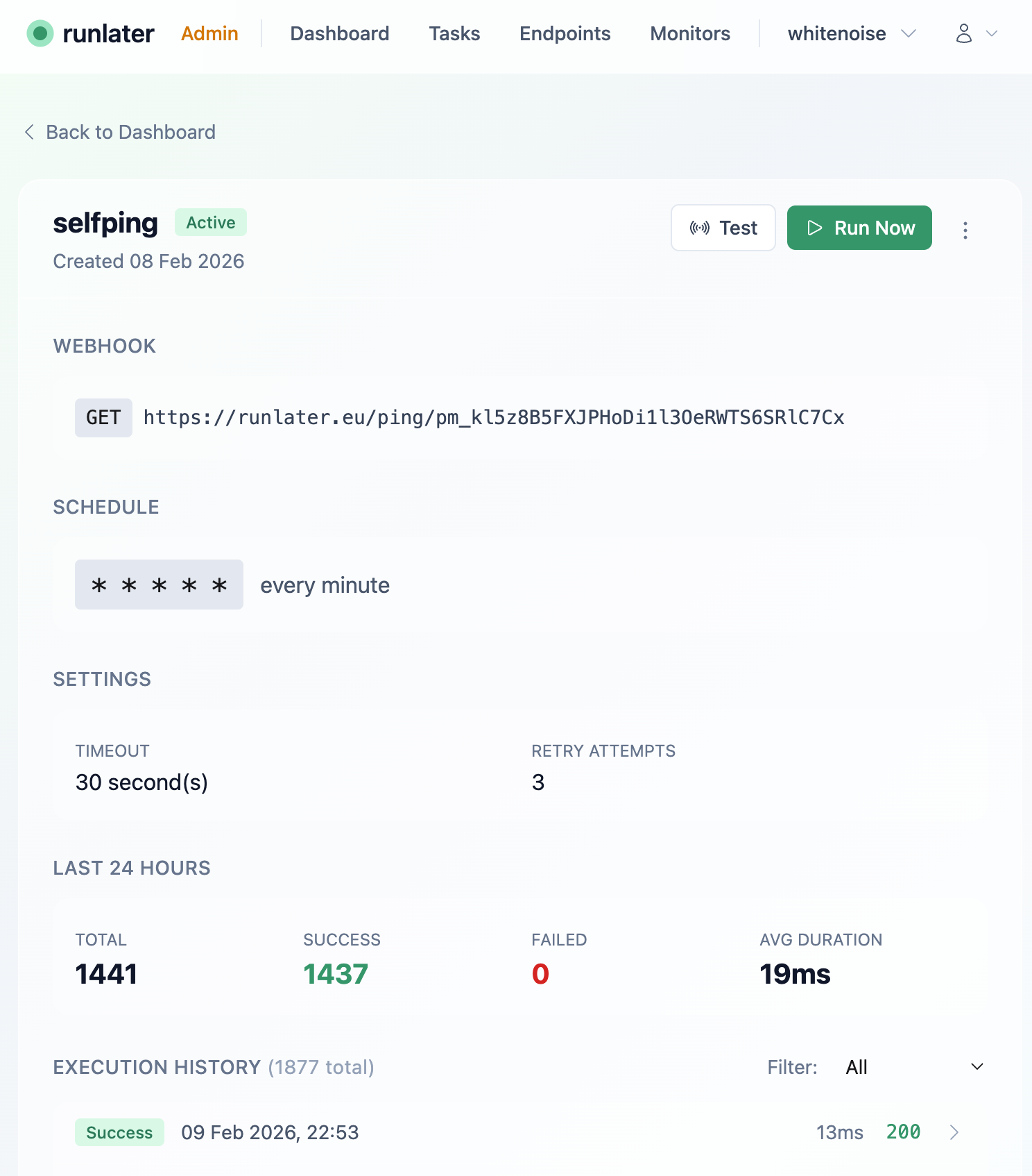 Runlater - Screenshot 3 showing product features and functionality