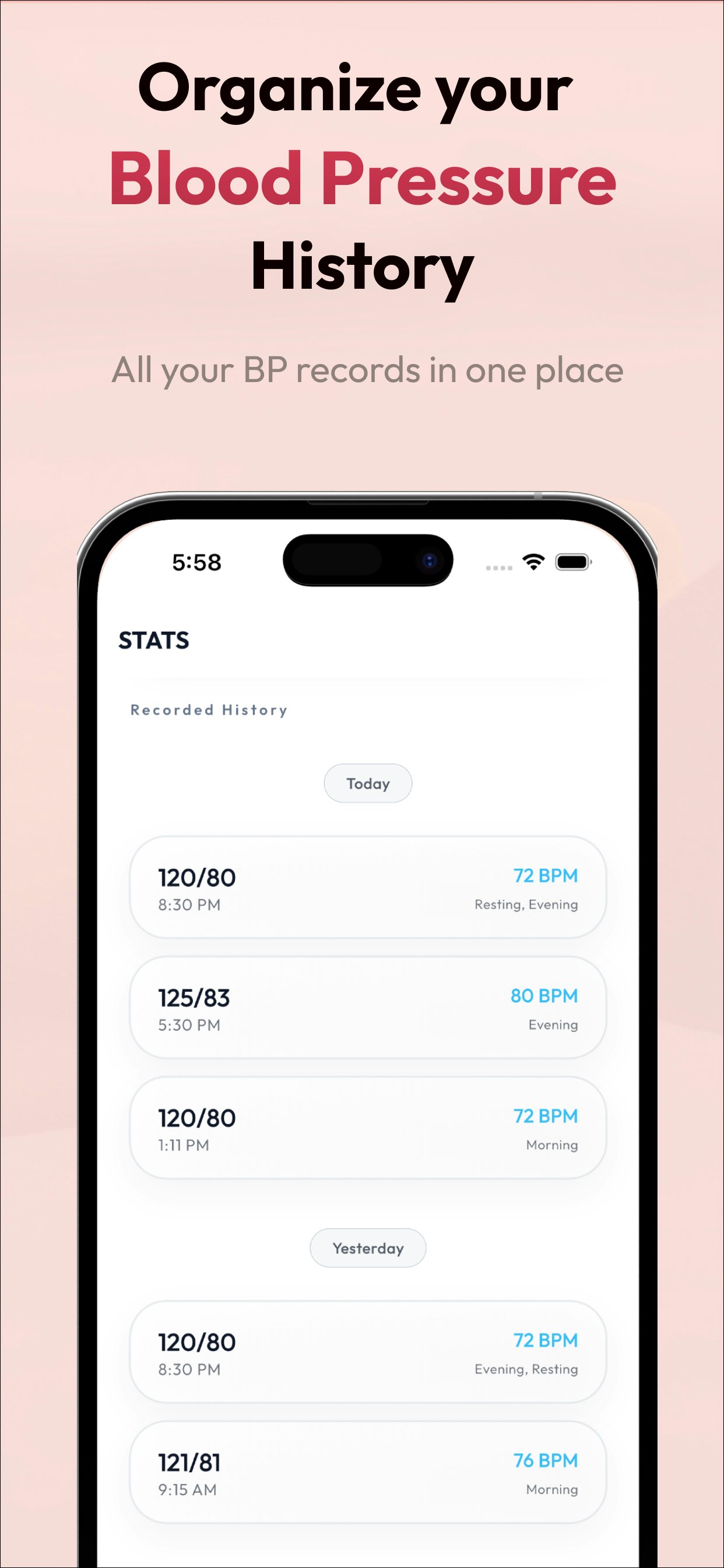 BP Diary - Screenshot 2 showing product features and functionality