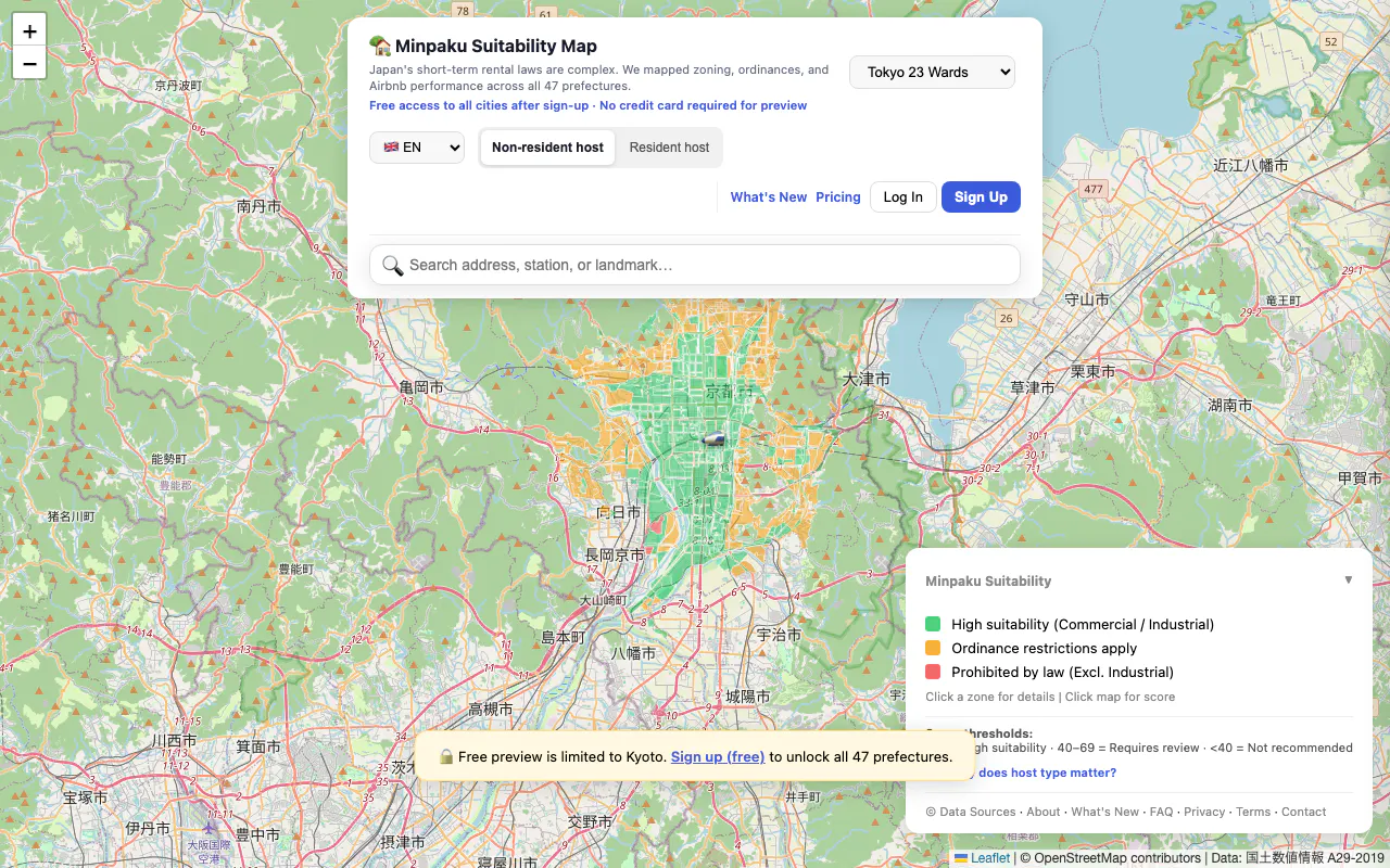 Japan Minpaku Suitability Map gallery image