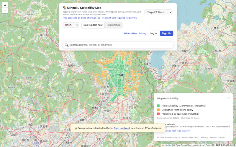 Japan Minpaku Suitability Map screenshot 1