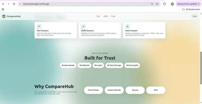 Text Compare Online screenshot 1
