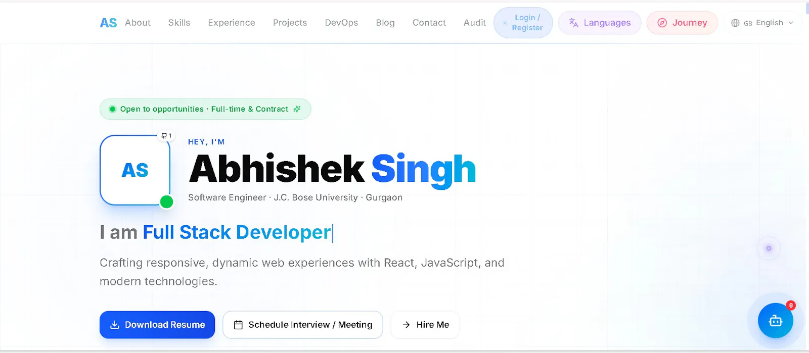 Abhishek Singh — Portfolio screenshot 1