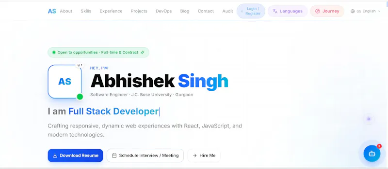 Abhishek Singh — Portfolio screenshot 1