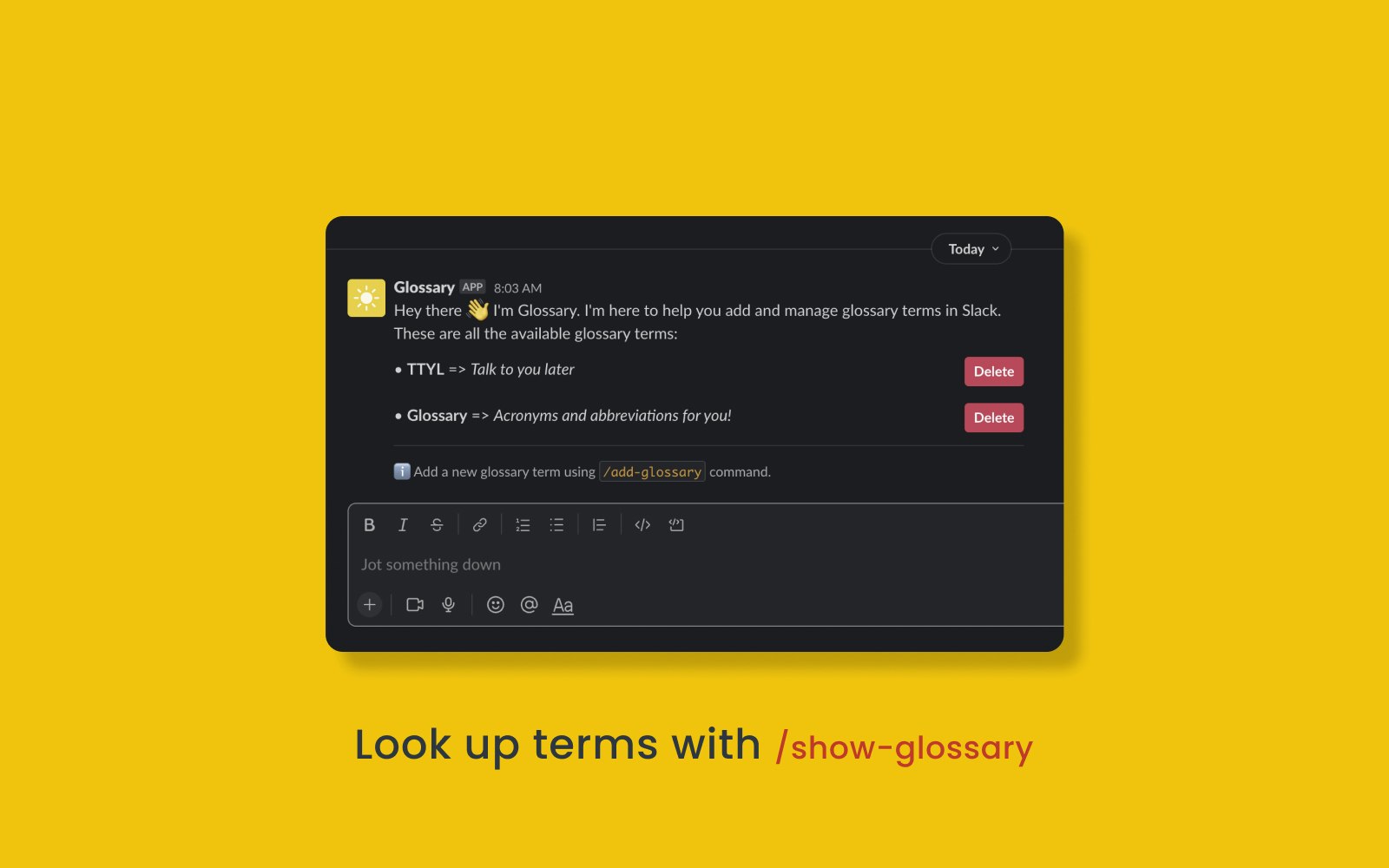 Glossary—bot for Slack gallery image