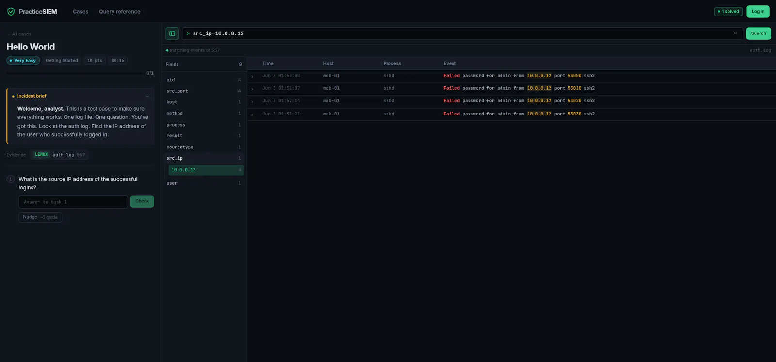 PracticeSIEM screenshot 1