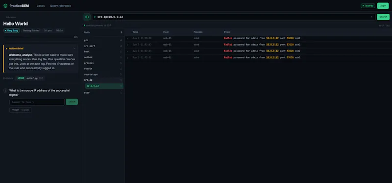 PracticeSIEM screenshot 1