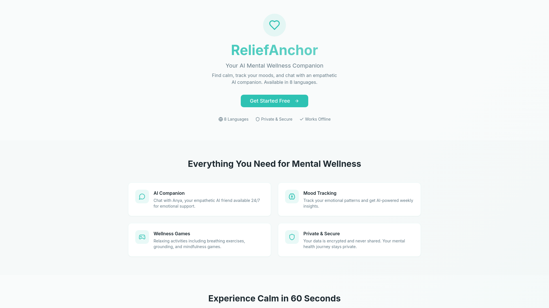 ReliefAnchor - Main product screenshot demonstrating key features and user interface
