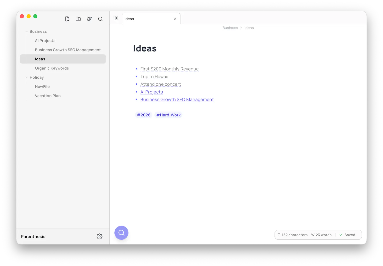 Parenthesis screenshot 1