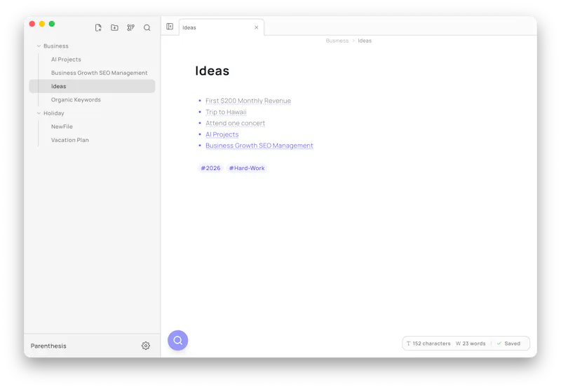 Parenthesis screenshot 1