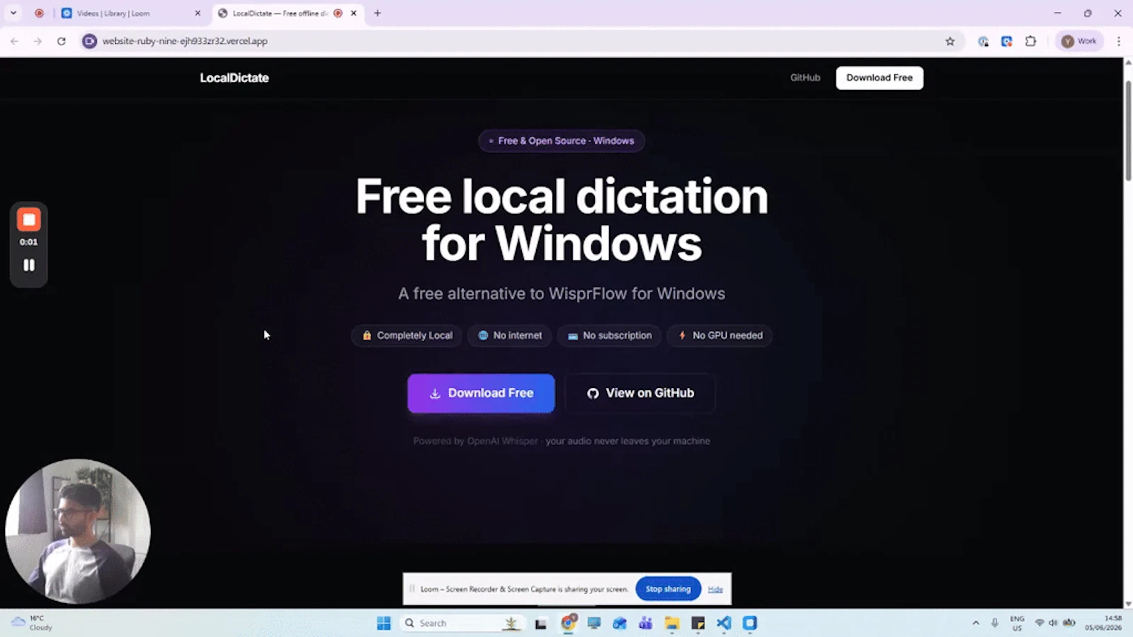 Local-Dictate screenshot 1 (video preview)