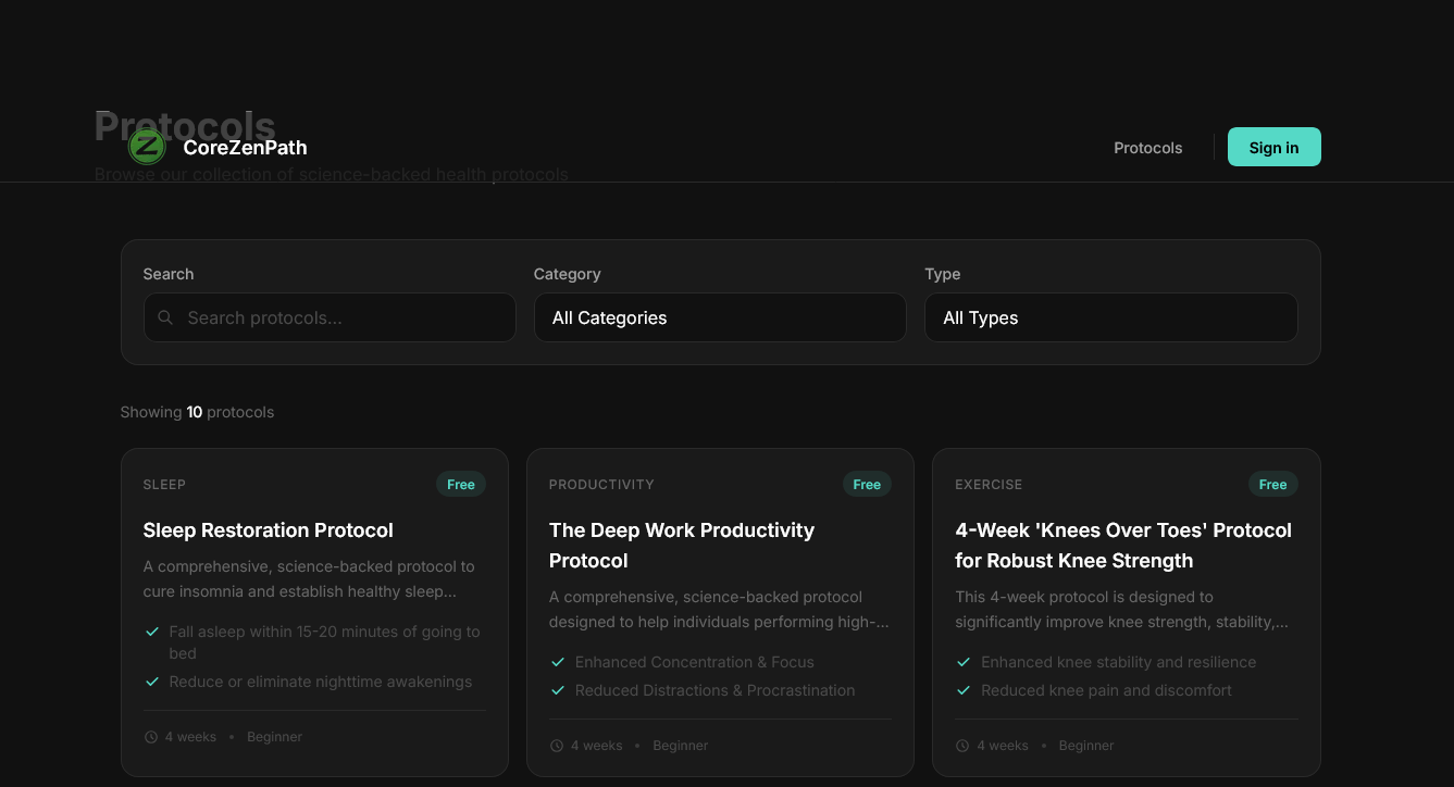 CoreZenPath - Screenshot 2 showing product features and functionality