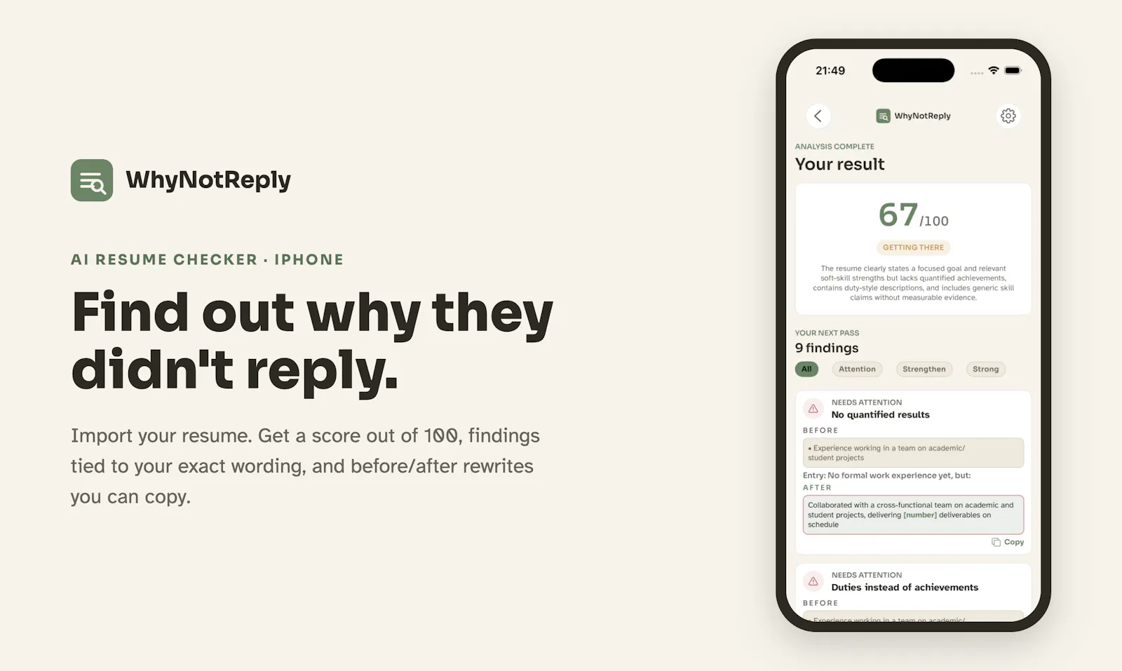 WhyNotReply screenshot 1