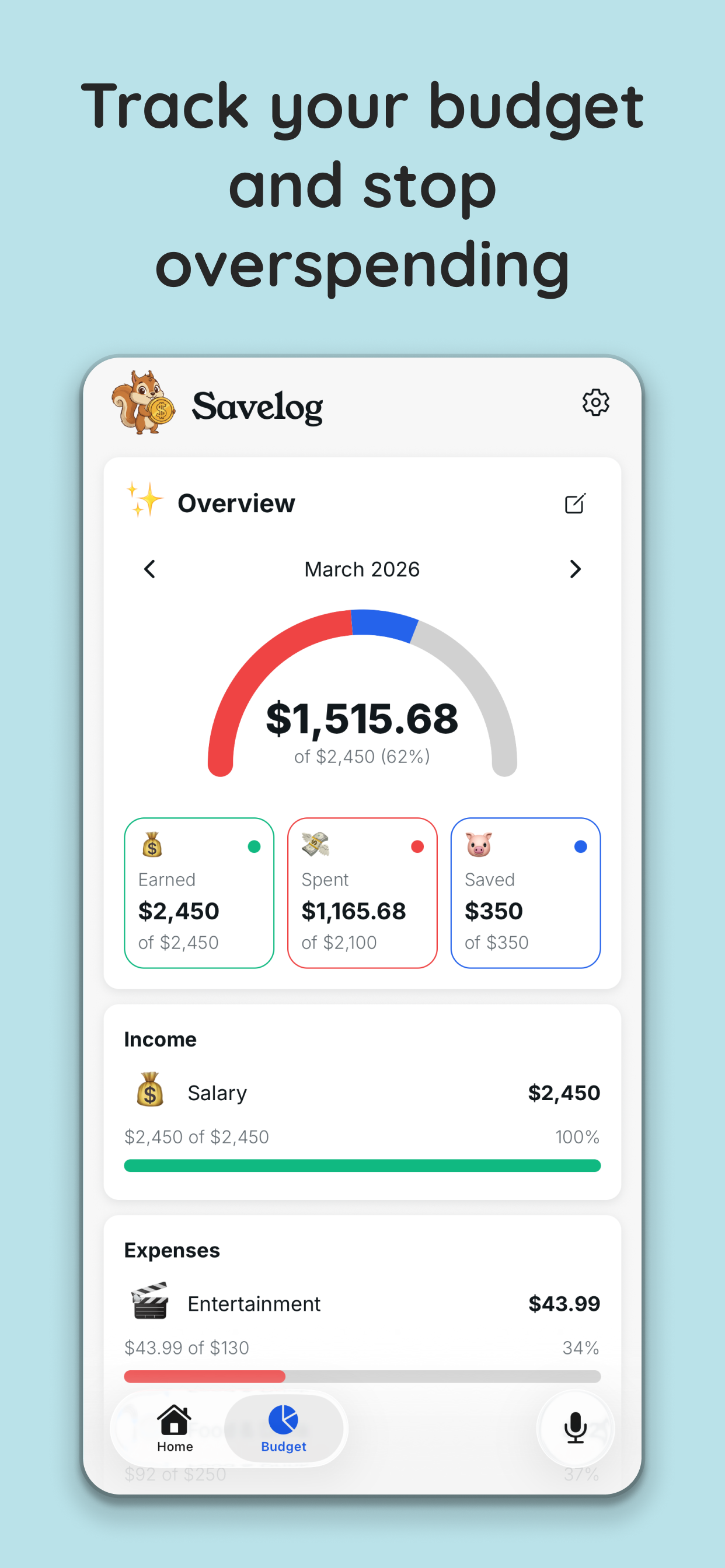 Savelog: AI Budget & Expenses gallery image