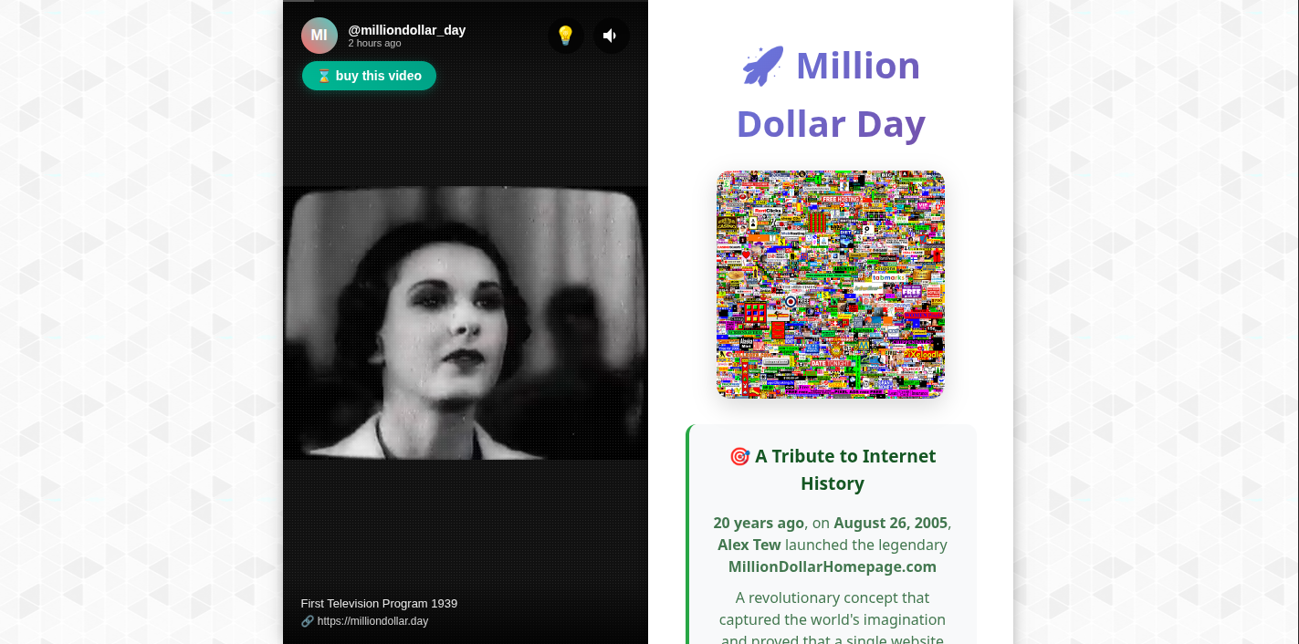Média Million Dollar Day - Posséder un temps dans l'histoire d'Internet! 1