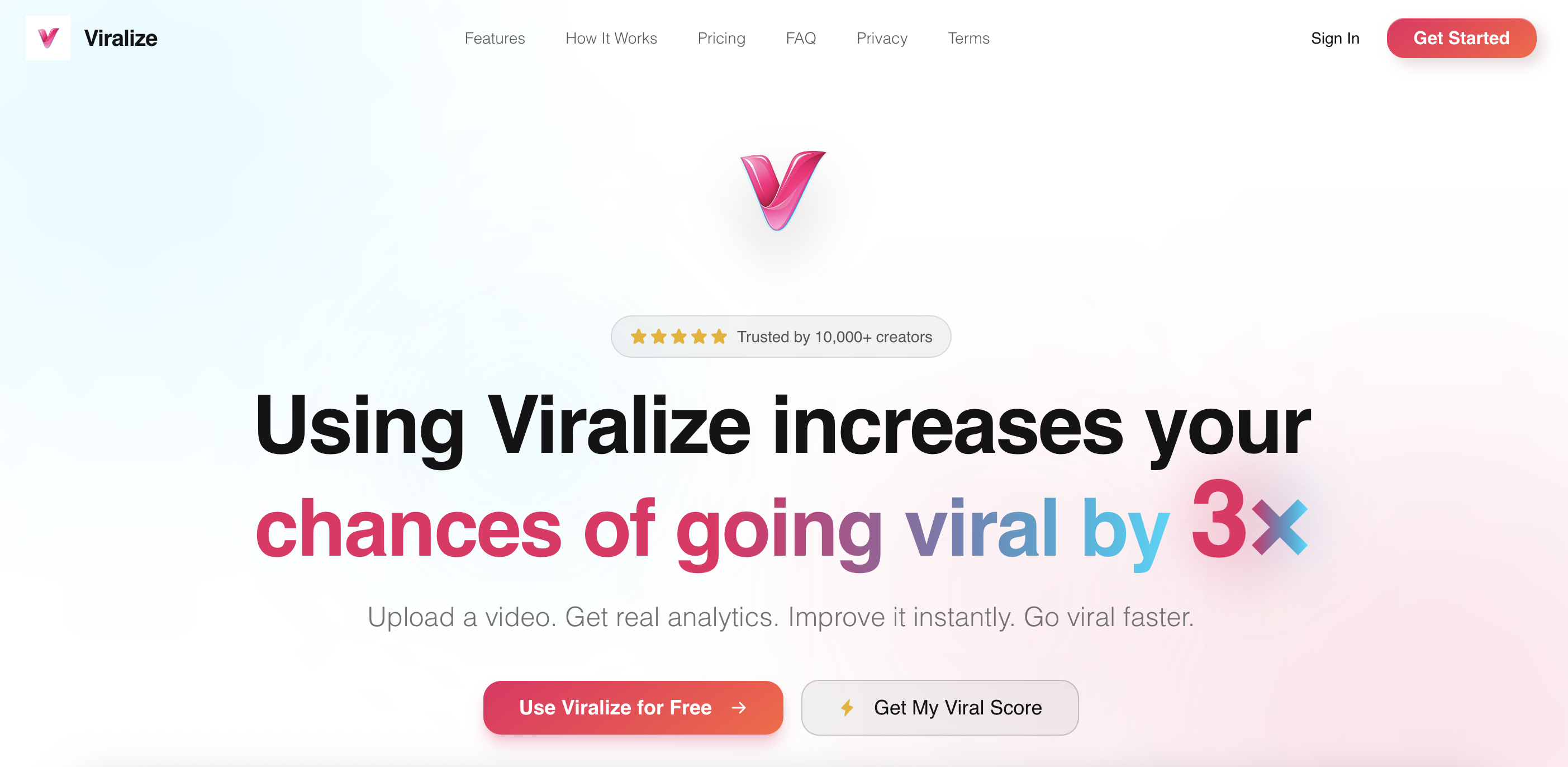 Viralize AI - Main product screenshot demonstrating key features and user interface
