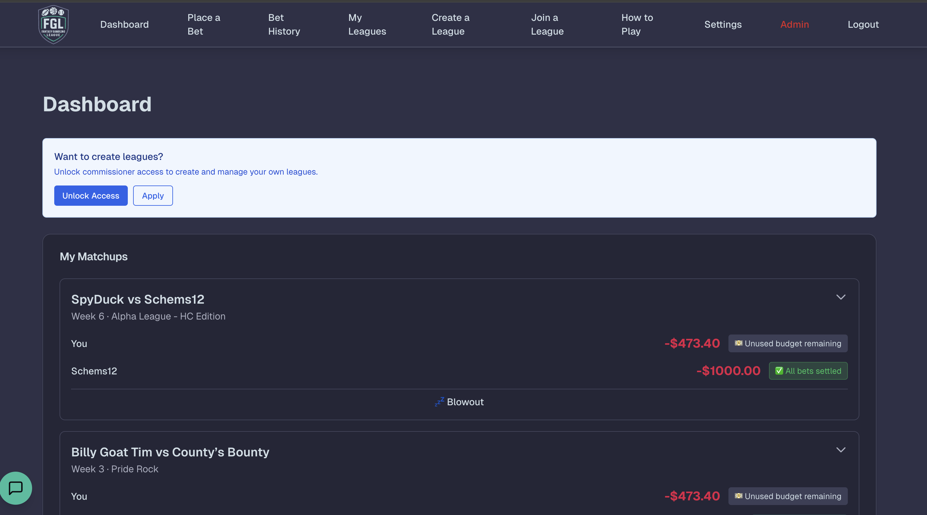 Fantasy Gambling League gallery image