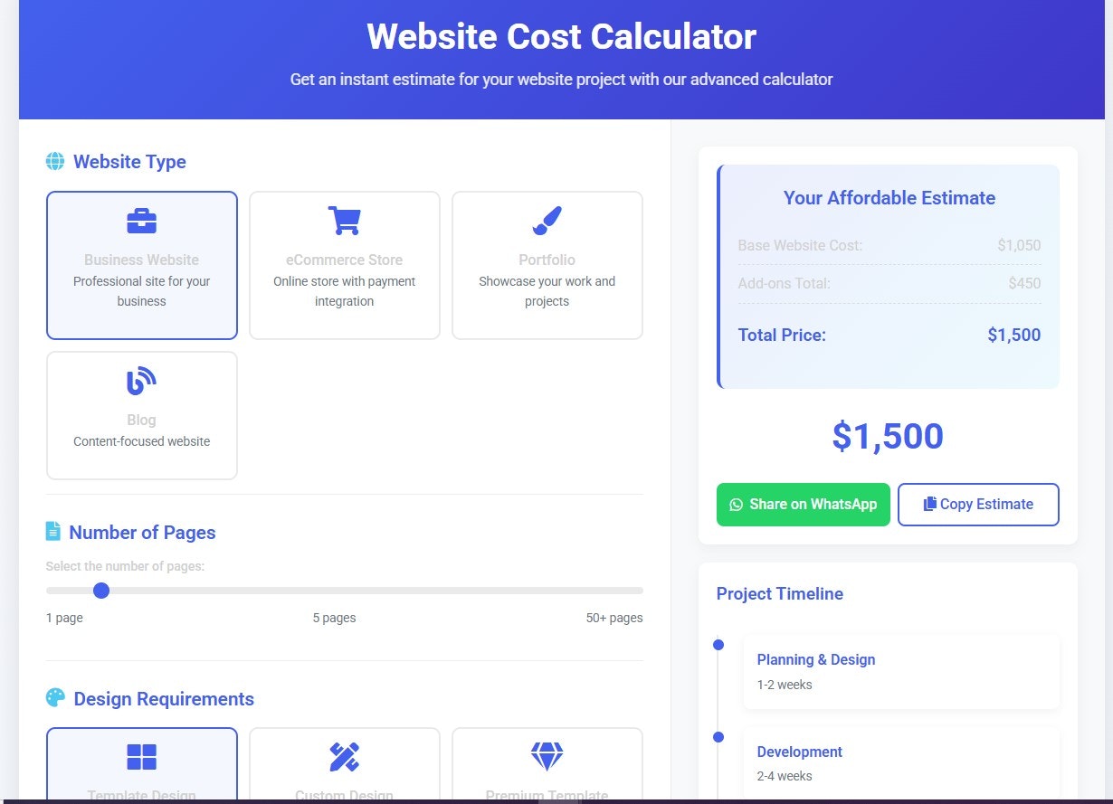 Website Cost Calculator gallery image