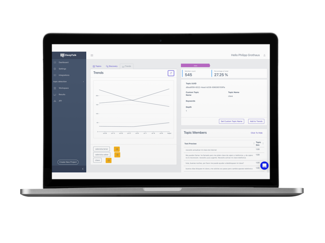 Discorso profondo - Piattaforma AI/NLP senza codice per analisi dei dati di testo 🧠 media 4