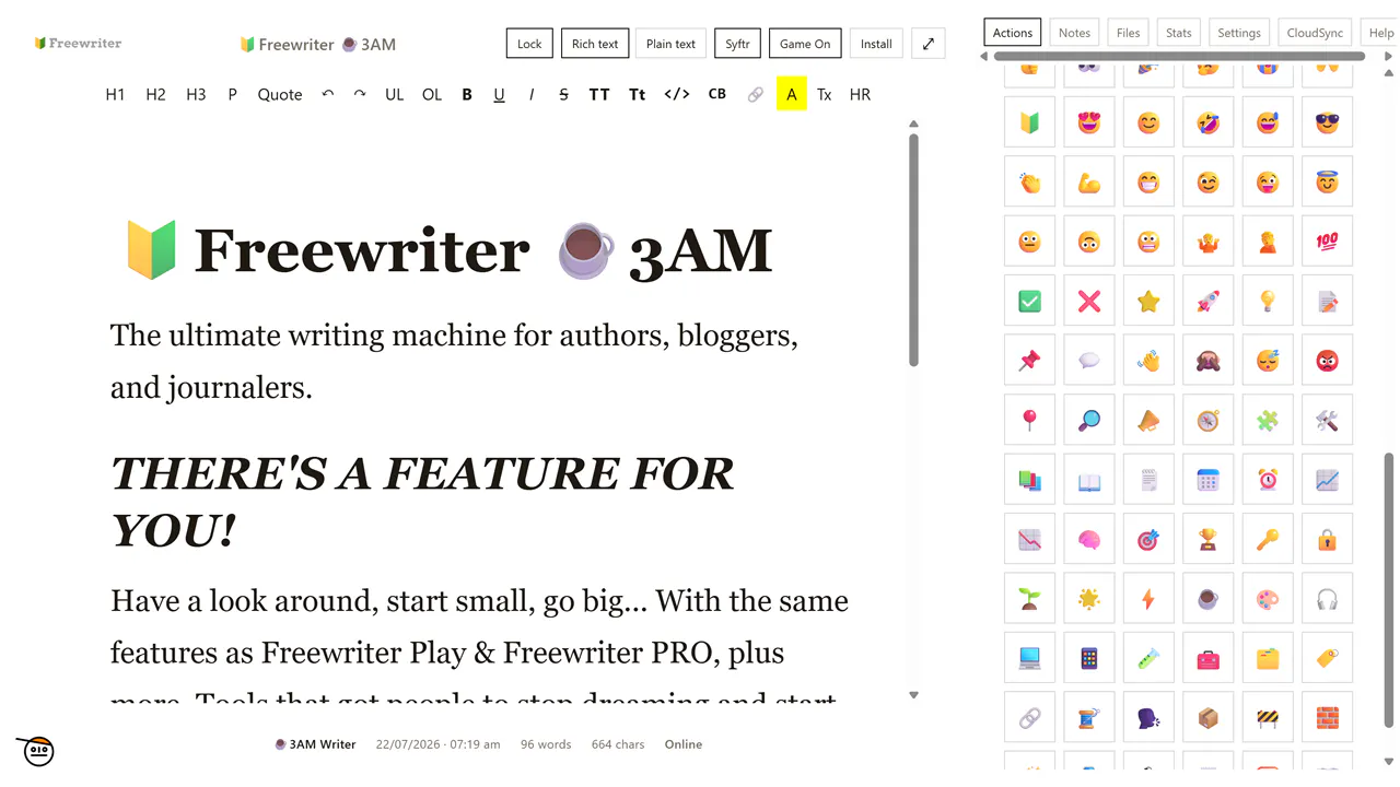 Freewriter screenshot