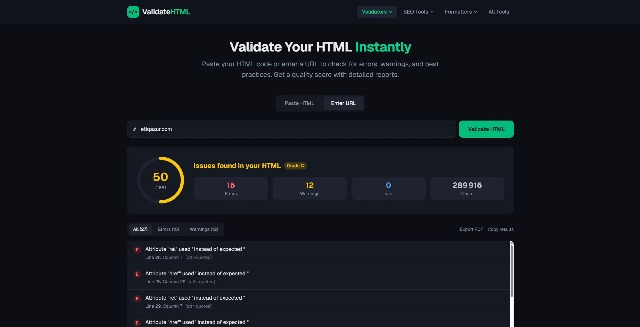 ValidateHTML 專案橫幅