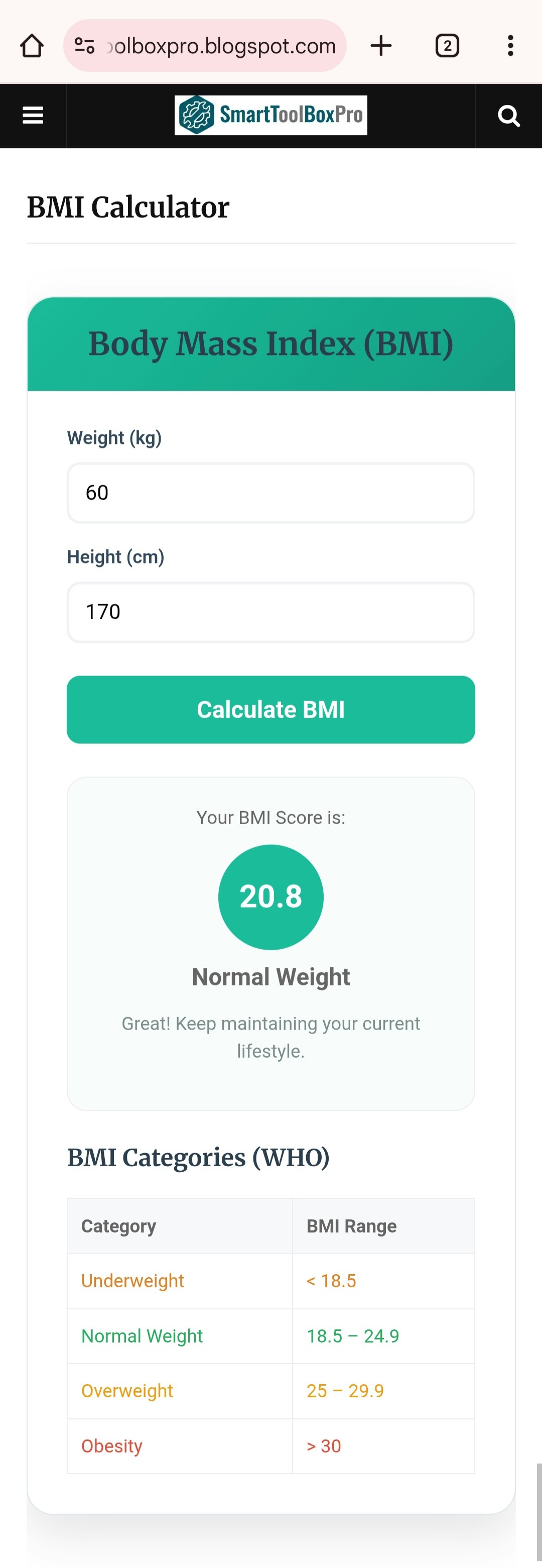 BMI Calculator - Screenshot 3 showing product features and functionality