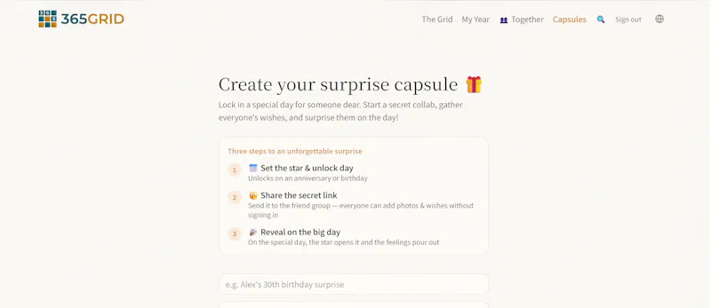 365grid: Solo, shared & capsule memories screenshot 3