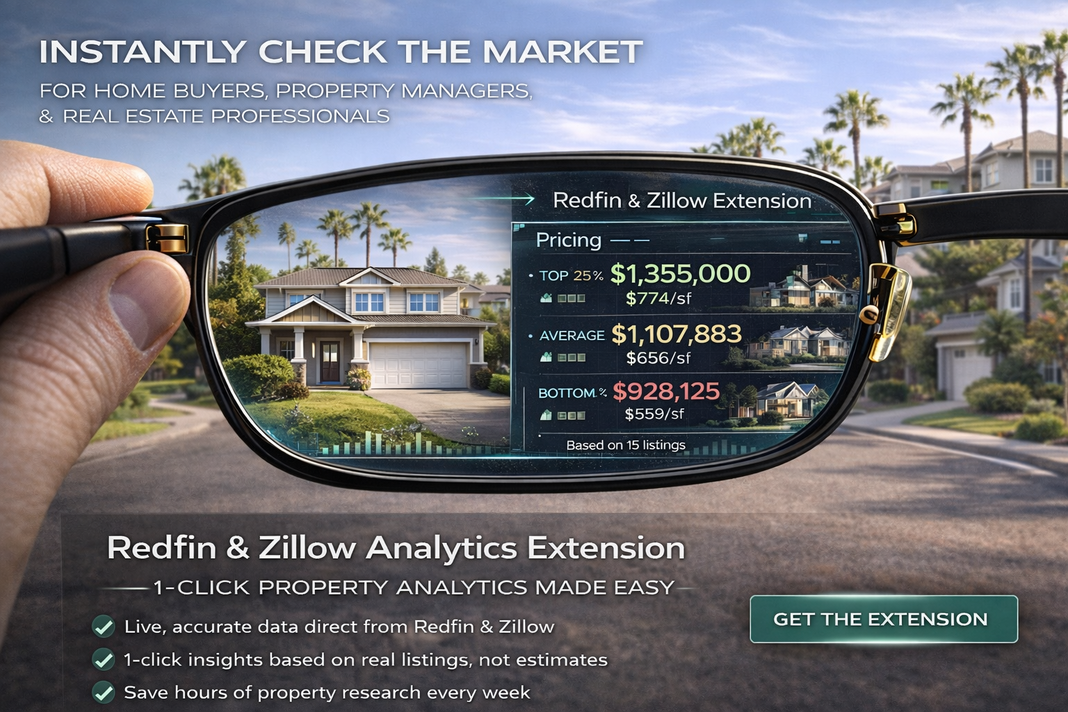Redfin & Zillow Analytics Extension - Main product screenshot demonstrating key features and user interface