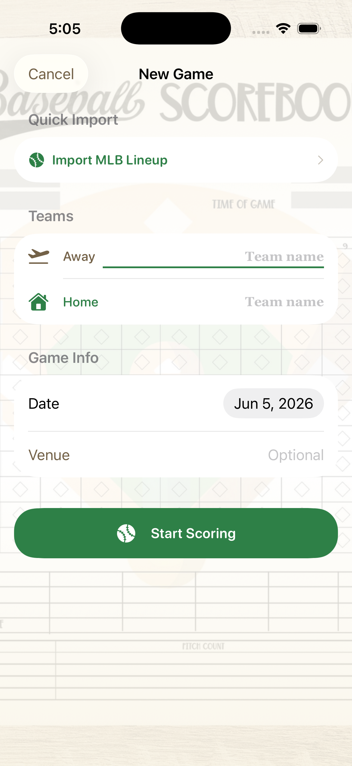 Baseball Scorecard Classic gallery image
