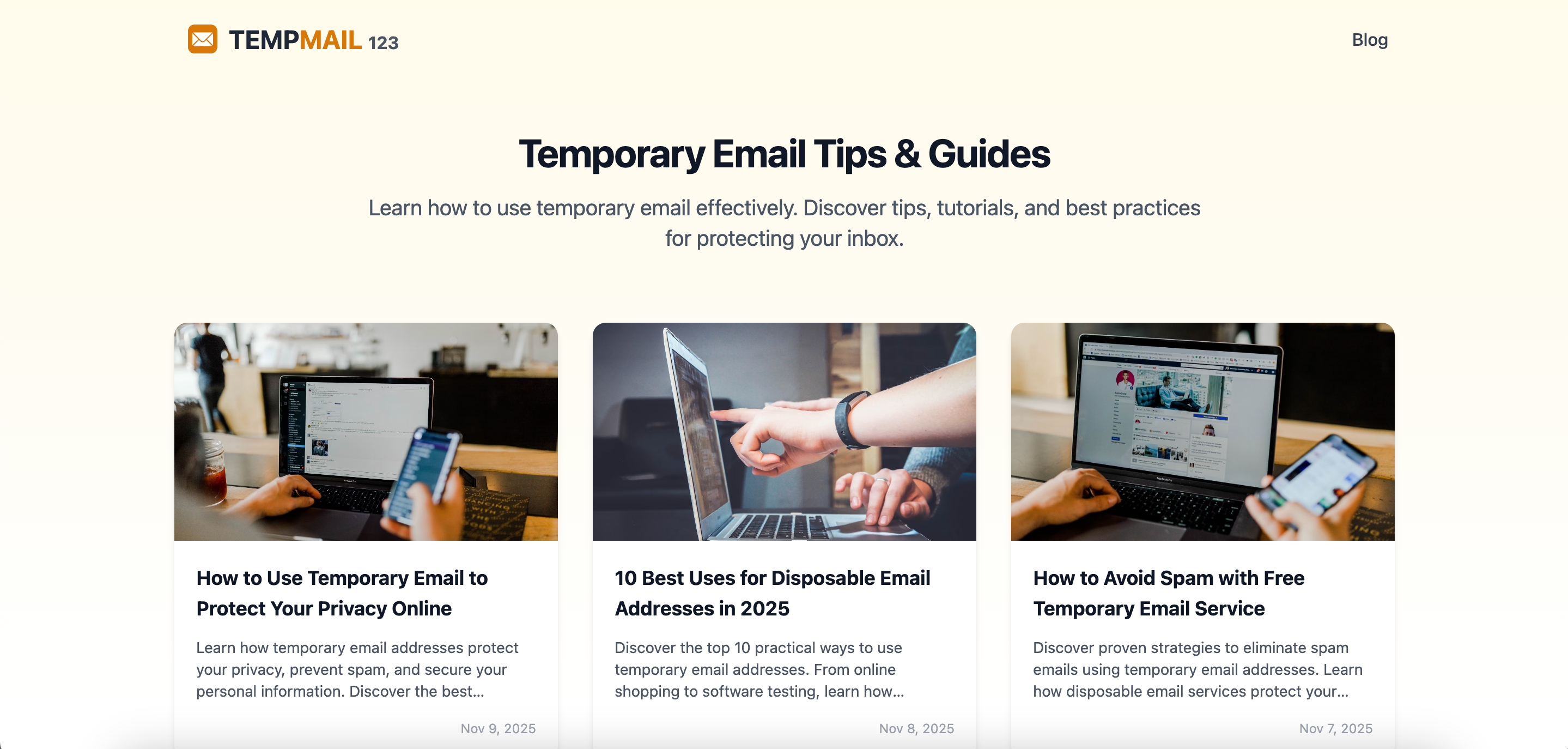 TempMail123 - Screenshot 2 showing product features and functionality