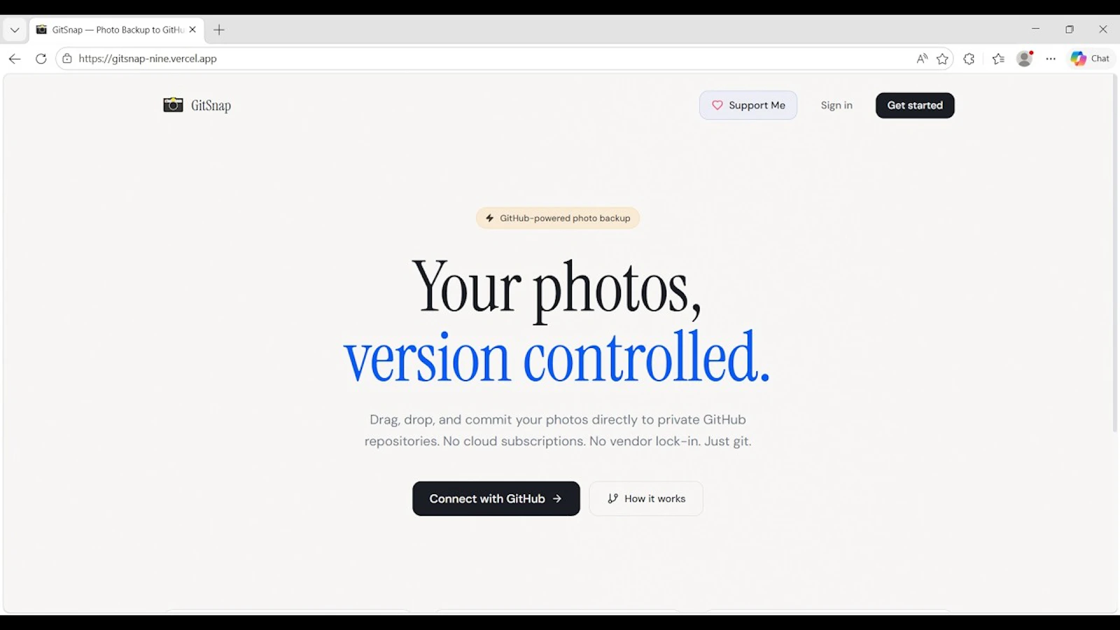 GitSnap — Photo Backup to GitHub, free. screenshot 1 (video preview)