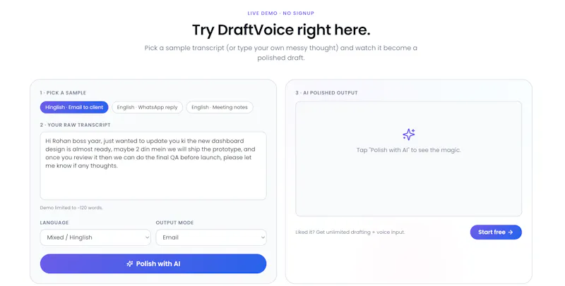 Draft Voice AI screenshot 2