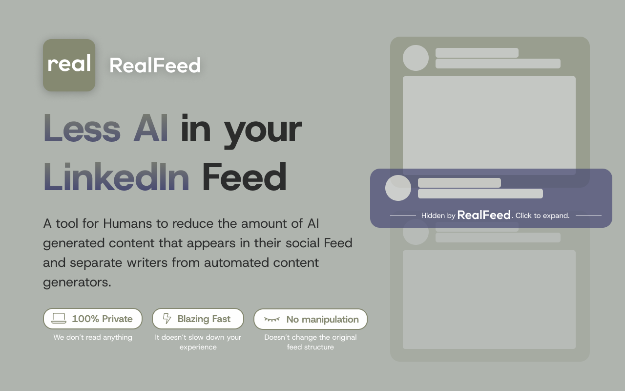 RealFeed: LinkedIn without the AI slop gallery image