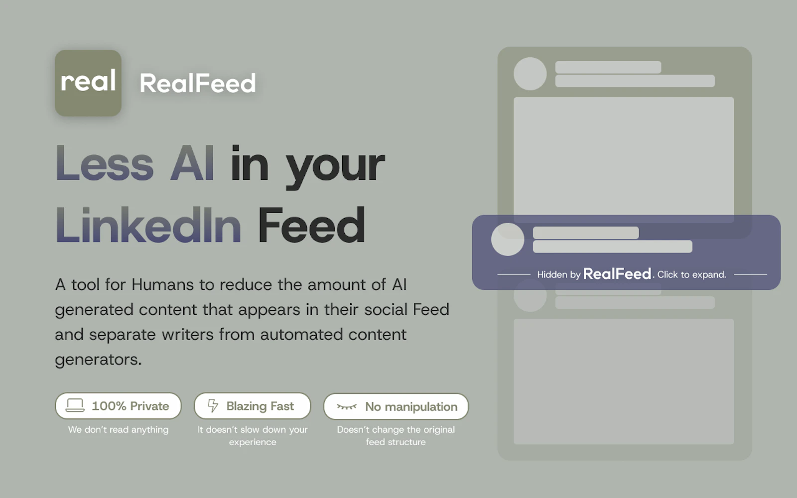 RealFeed: LinkedIn without the AI slop screenshot 1