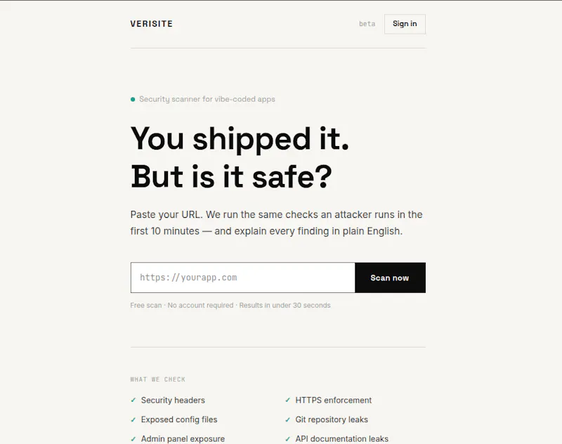 Verisite screenshot 1