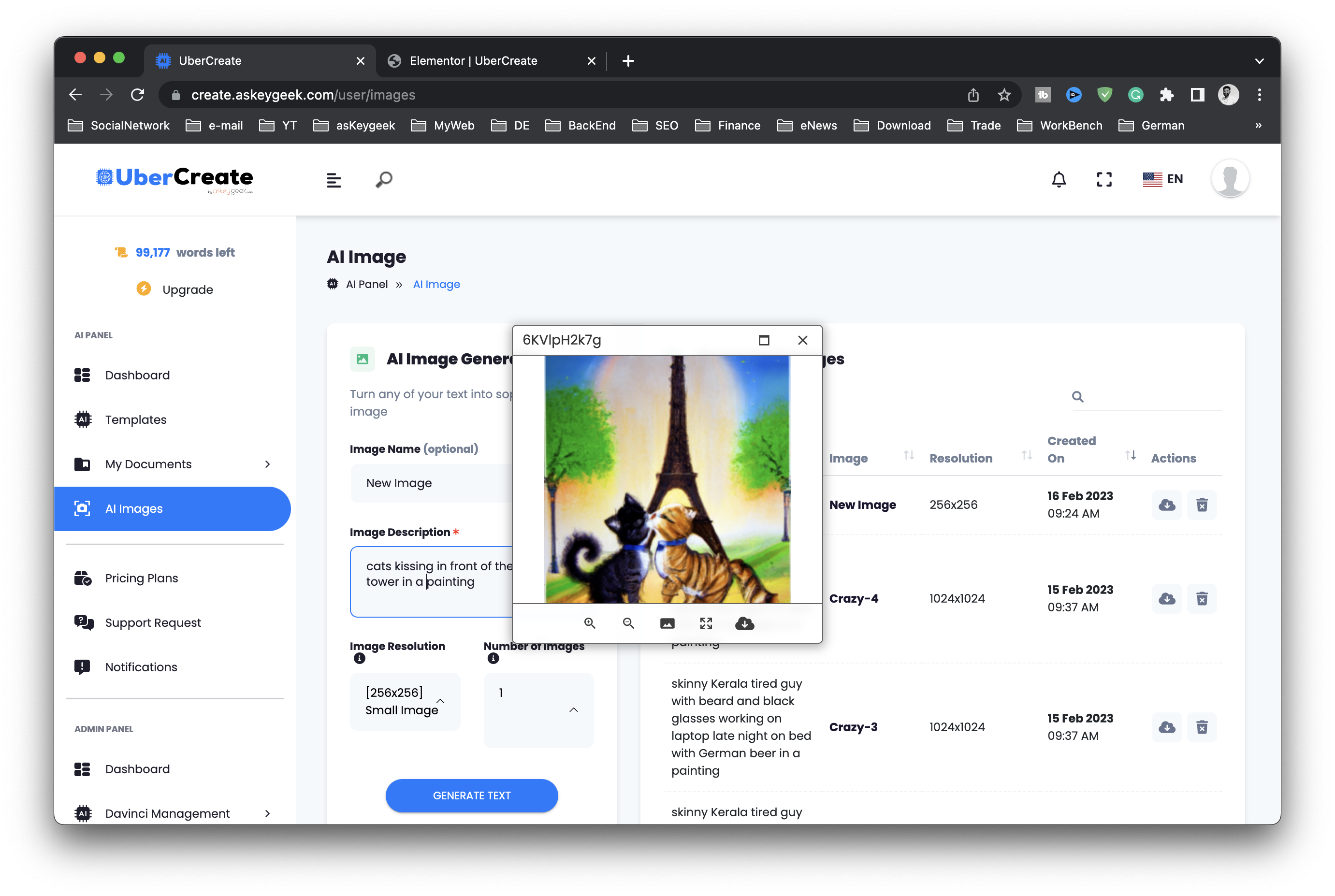 وسائط ubercreate - كاتب ونص منظمة العفو الدولية في نهاية المطاف إلى مولد الصور 2
