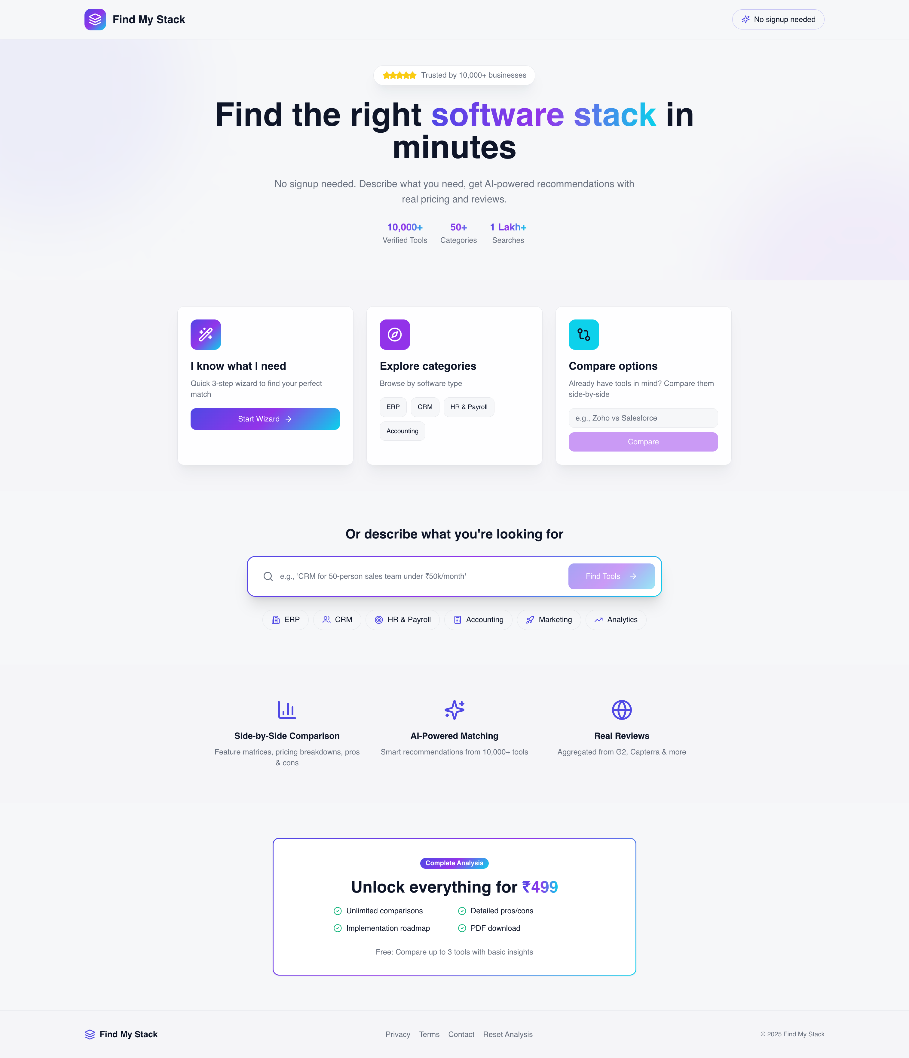 Find My Stack - Main product screenshot demonstrating key features and user interface