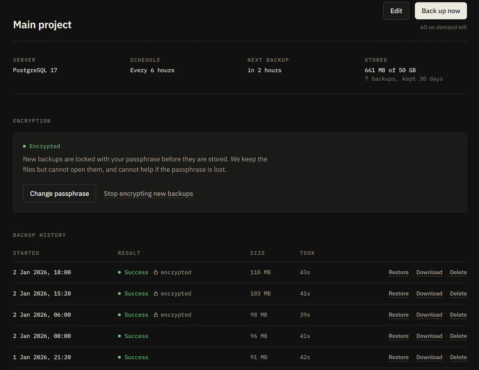 BaseBackups screenshot 3