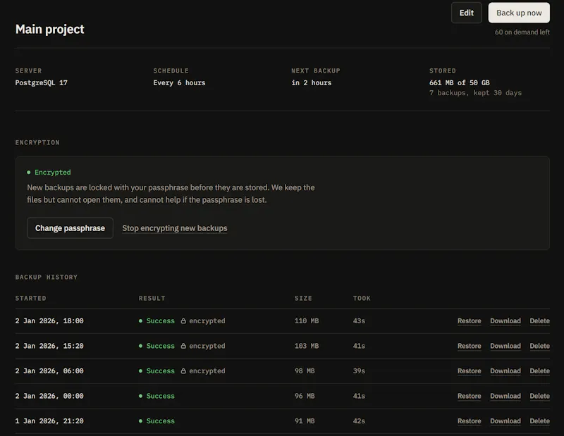 BaseBackups screenshot 3
