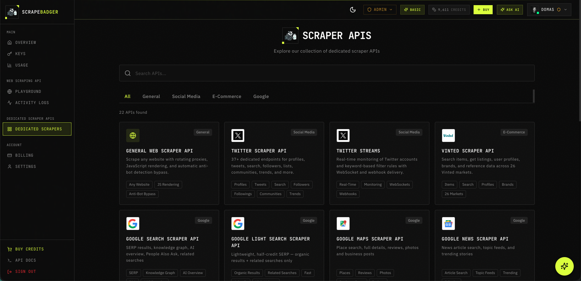 ScrapeBadger - Web Scraping API gallery image