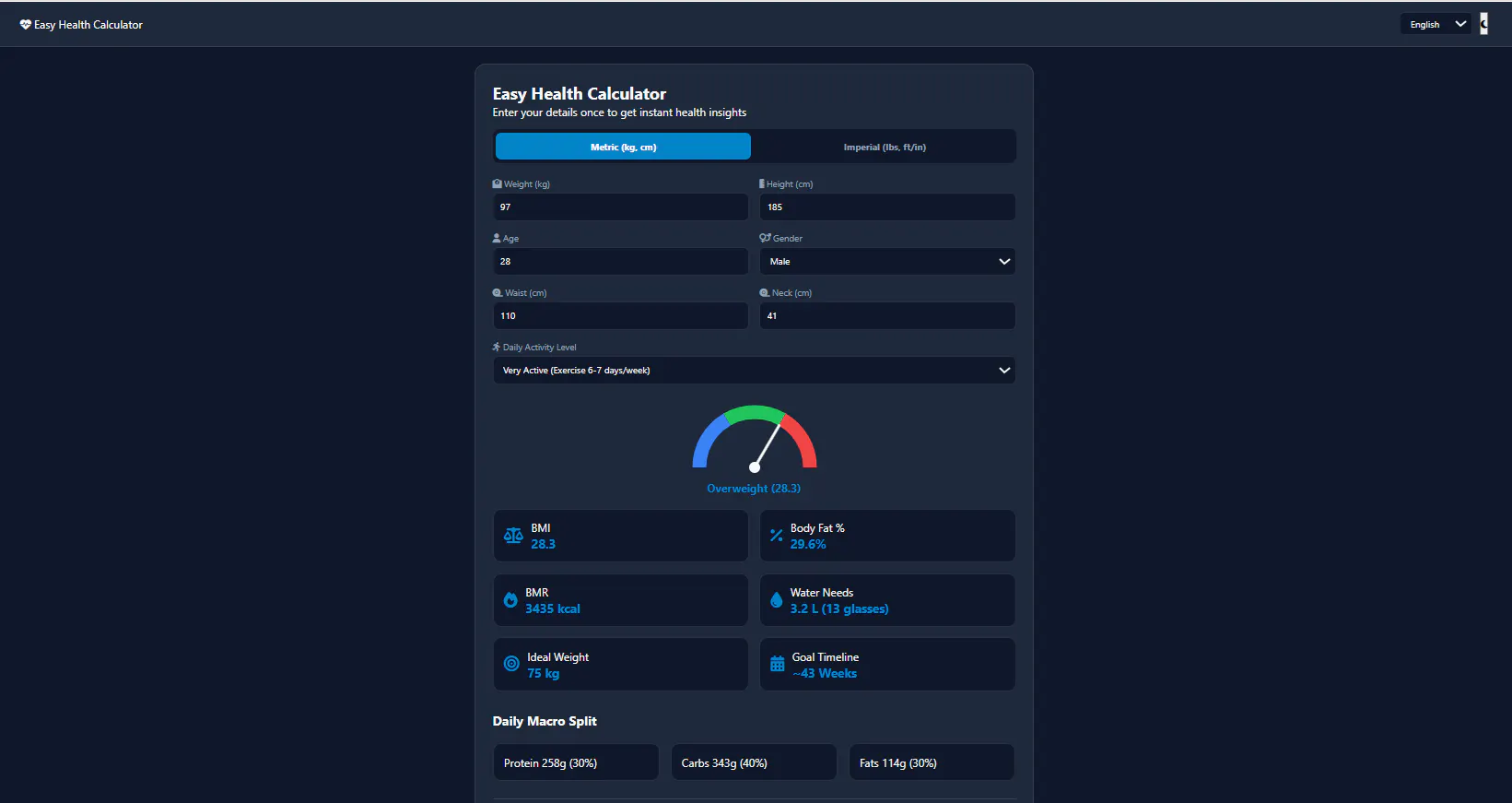 Easy Health Calculator
